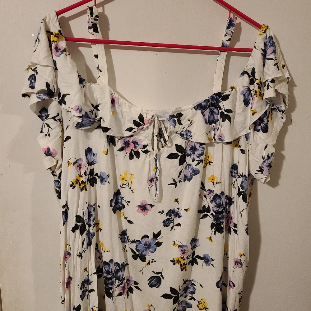 White floral flowy off the shoulder top